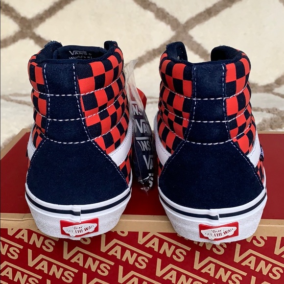 VANS SK8-Hi Pro CHECKERBOARD NAVY/ORANGE MEN’s - Picture 10 of 16